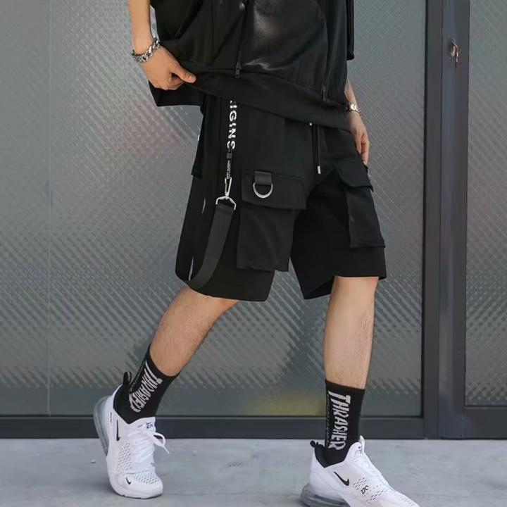 Levoire | Shorts Cargo Noirs Avec Détails Pratiques