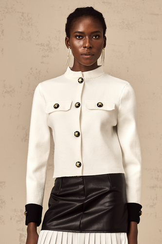 Levoire | Veste En Tricot Couleur Contrastante Blanche