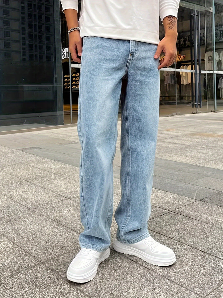 Levoire | Pantalons En Jean Loose Fit Élégants Et Confortables À Jambe Droite