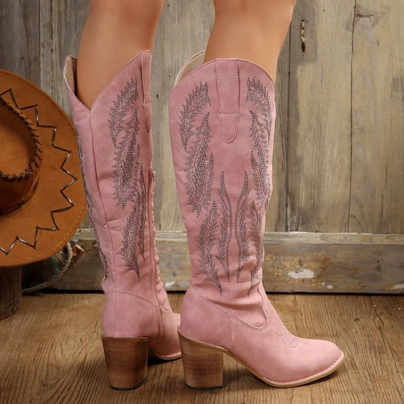 Levoire | Rosa Bottes De Cowboy Avec Broderie