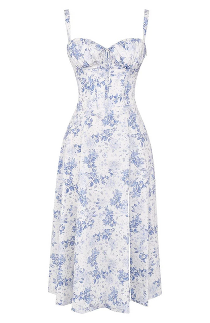 Levoire | pour femme bustier florale taille-réduite Midriff Imprimé bleu