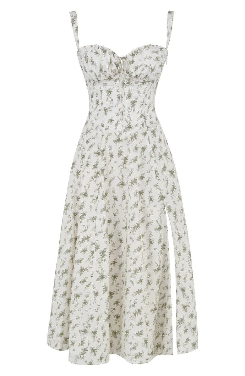 Levoire | pour femme bustier florale taille-réduite Midriff Impression verte