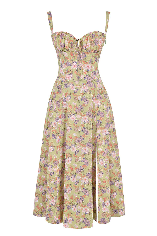 Levoire | pour femme bustier florale taille-réduite Midriff Imprimé jaune