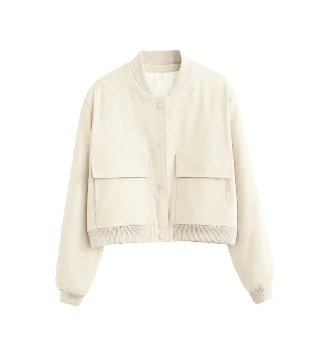 Levoire | Veste Bomber Raccourcie Élégante Pour Femmes Khaki