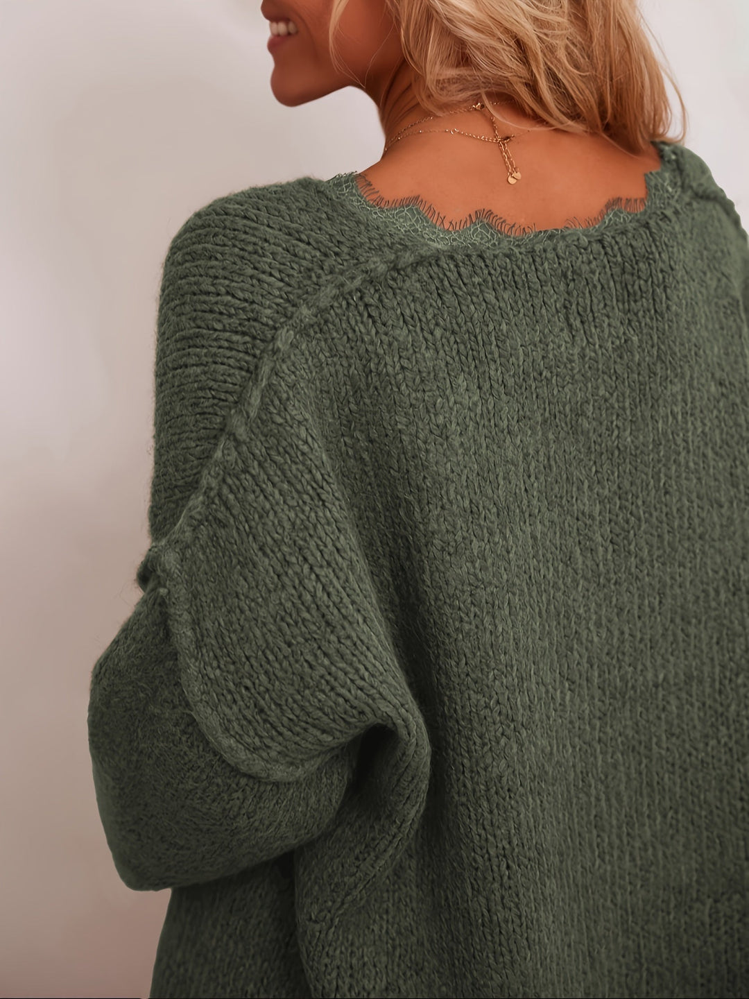 Levoire | Robe Tricotée Non Mélangée Avec Des Détails En Dentelle Et Des Manches Longues