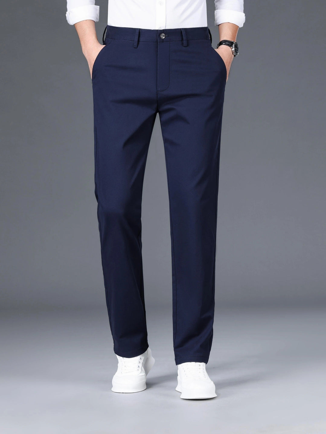 Levoire | Affaires Détendues Ajustement Étroite Pantalons Pour Hommes Avec Poches Bleu