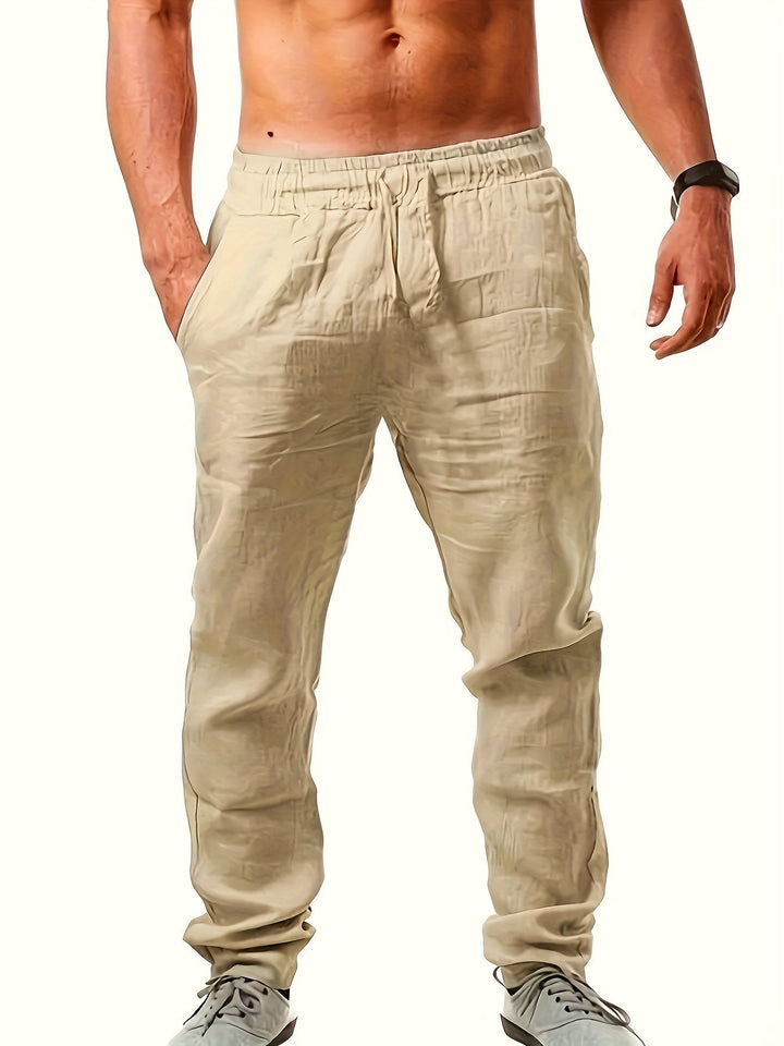 Levoire | Pantalon En Coton Respirant Pour Hommes Avec Cordon Couleur kaki