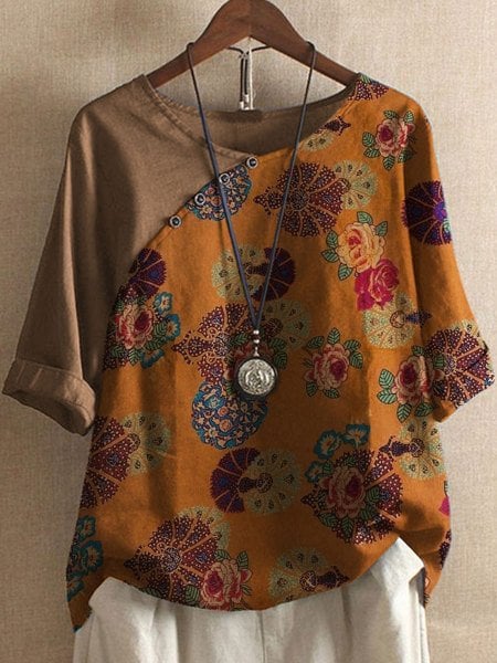 Levoire | Chemise À Motif Floral À Manches Courtes Style Boho Jaune