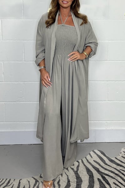 Levoire | Mode Ensemble 2 Pièces Femme Avec Sans Dos Et Pantalons Avec Jambe Vase Gris