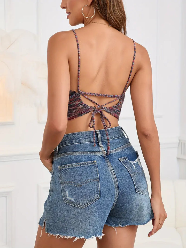 Levoire | Haut Élégant En Tricot Dos Nu Avec Bretelles Spaghetti