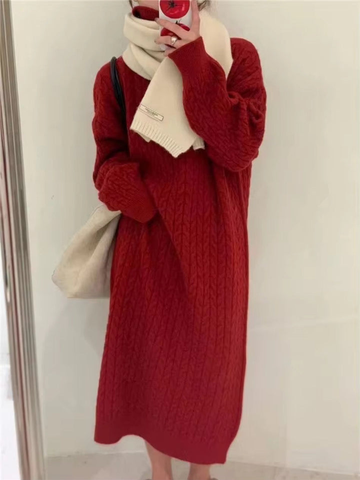 Levoire | Robe En Tricot À Motif De Torsade Rot Taille unique