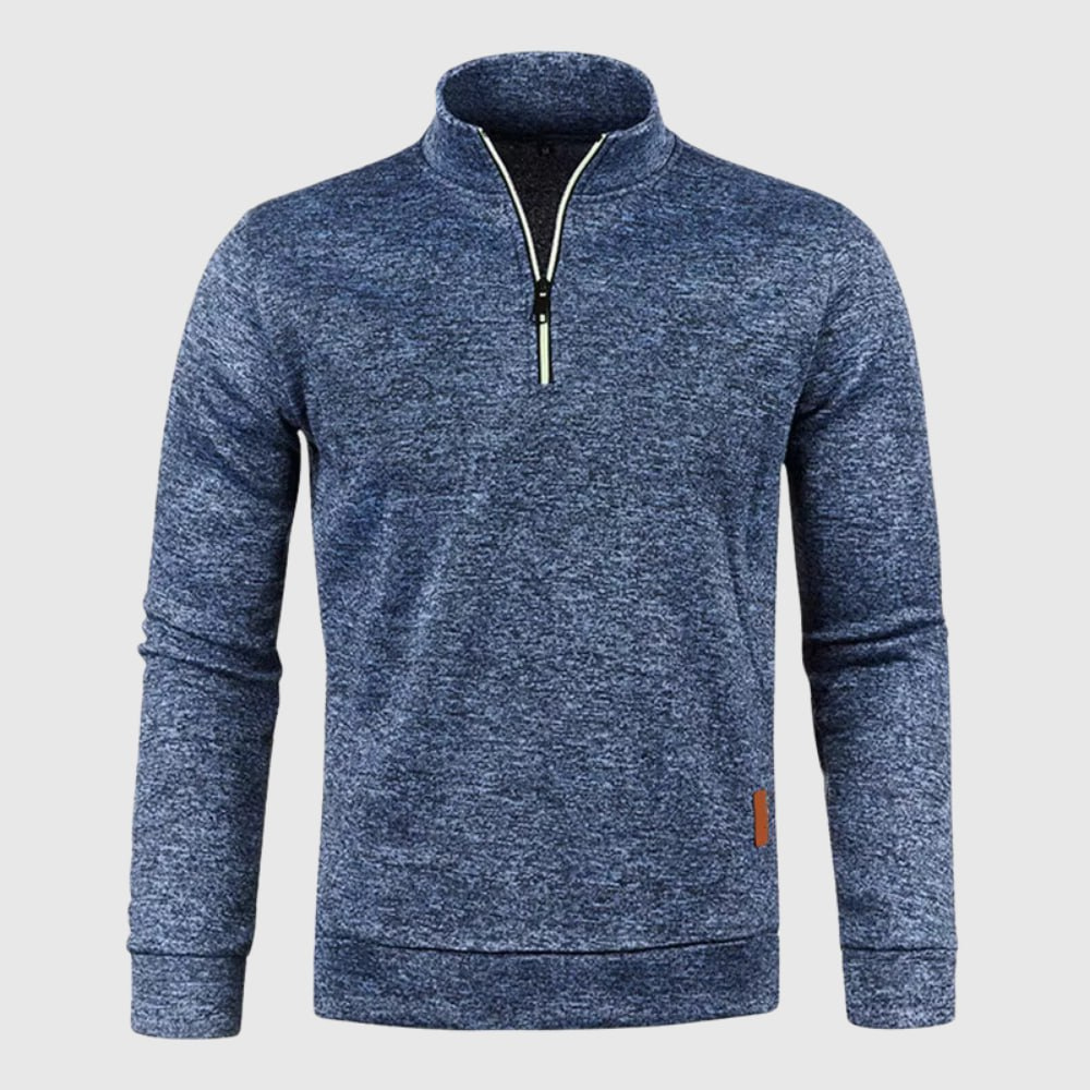 Levoire | Pullover En Laine Élégant Pour Homme Avec Fermeture Éclair Bleu