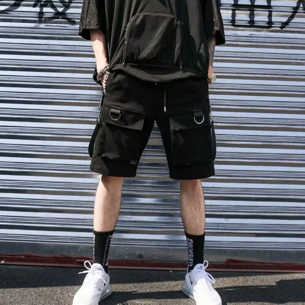 Levoire | Shorts Cargo Noirs Avec Détails Pratiques Noir