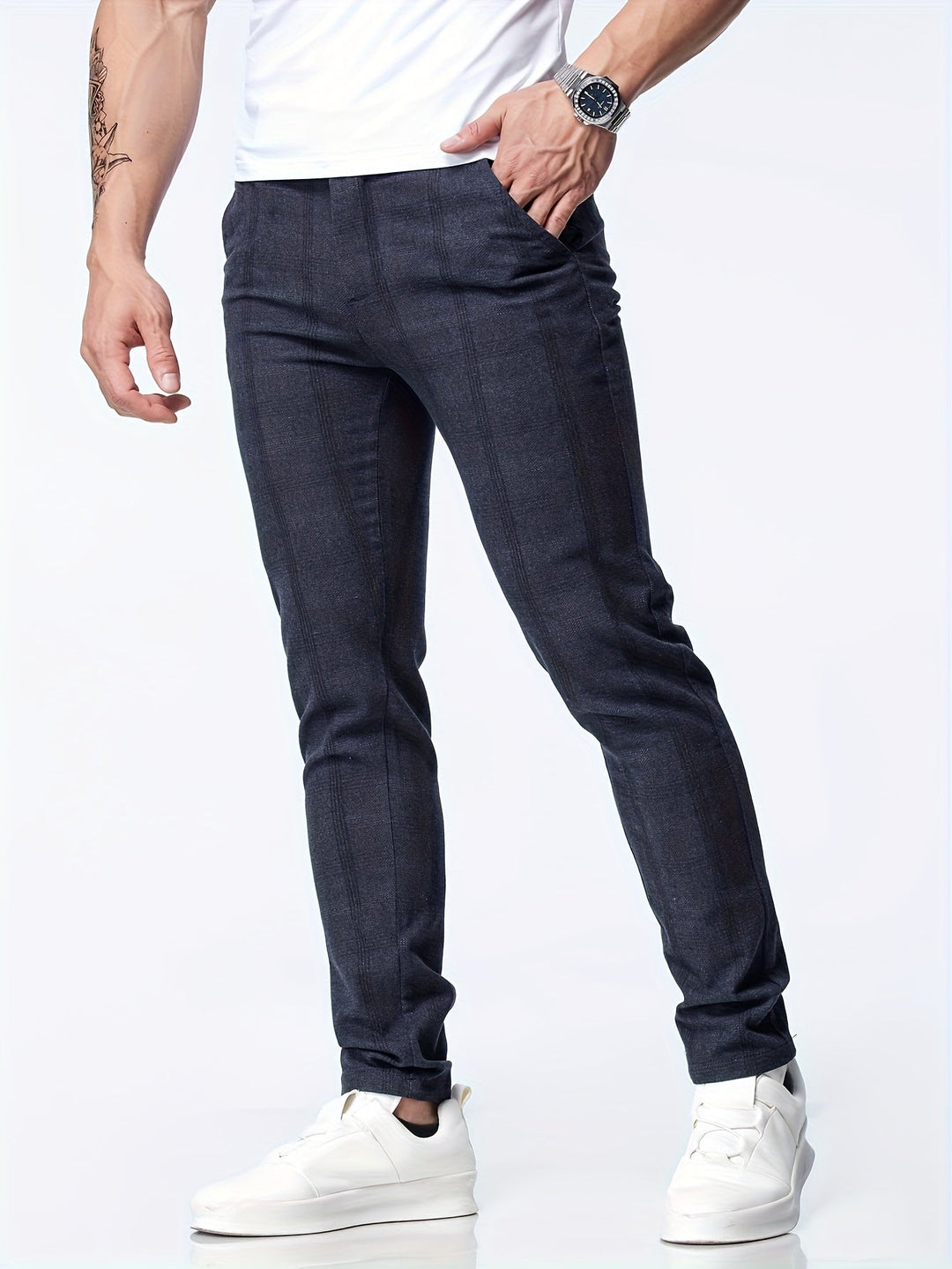 Levoire | Pantalons Décontractés Slim Fit À Motifs Pour Hommes