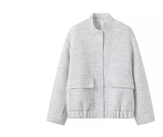 Levoire | Veste Courte Avec Poches Et Volants Pour Femmes Argent