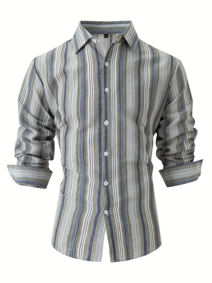 Levoire | Chemise En Coton Lin Rayée Pour Hommes Pour Un Look Décontracté