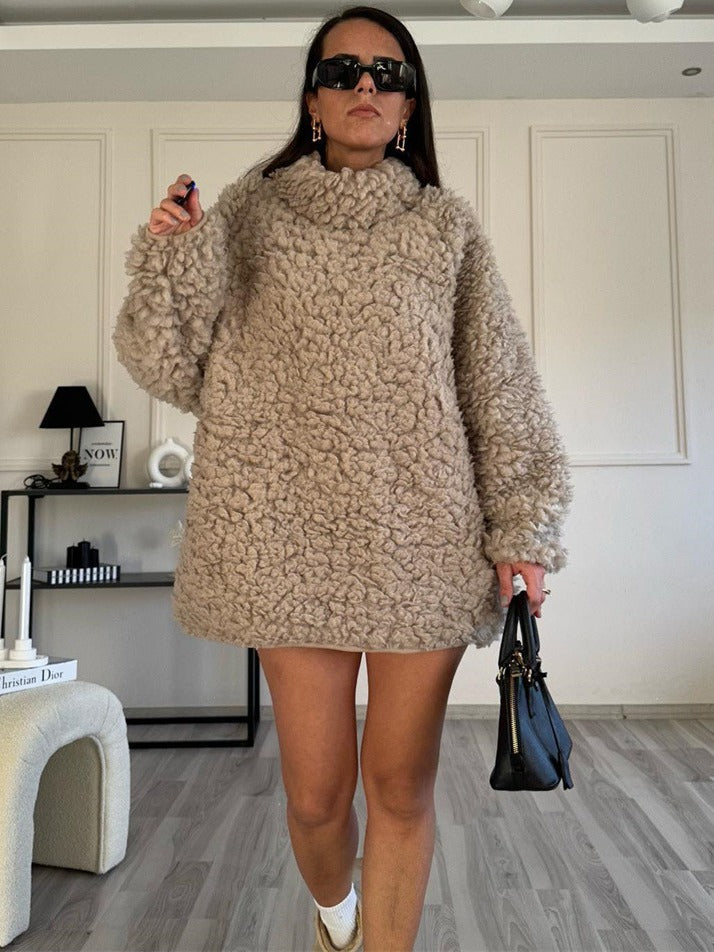 Levoire | Pehmeä Pörröinen Collegepaita Ultimaattista Mukavuutta Varten Beige Yksi koko