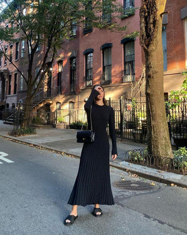 Levoire | Maxi Robe En Tricot Noir