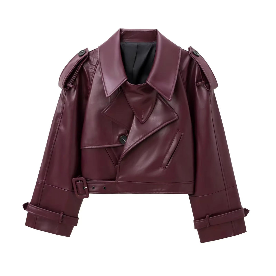 Levoire | Veste En Cuir Bordeaux Grande Taille Au Look Affirmé Bordeaux rouge