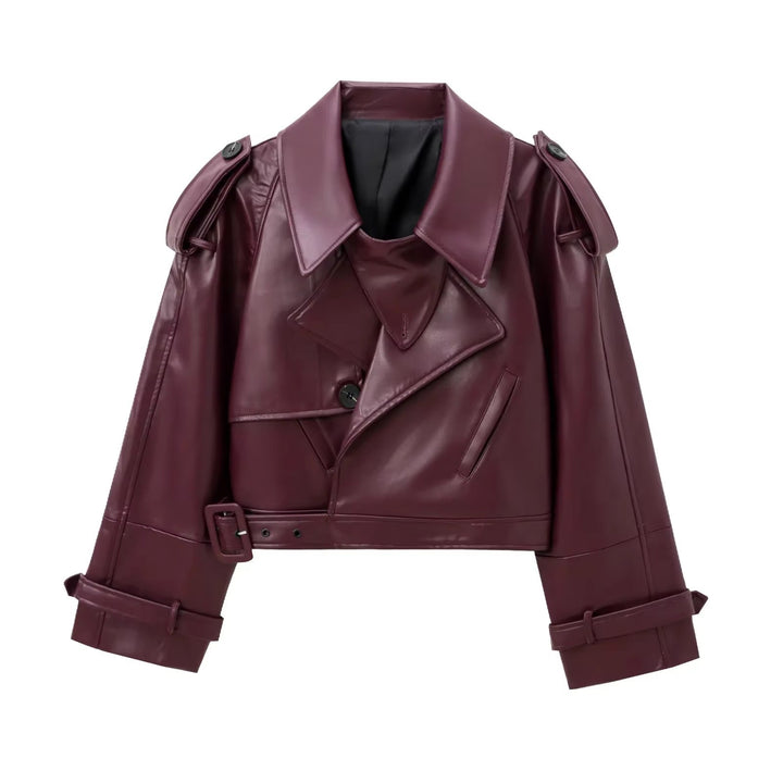 Levoire | Veste En Cuir Bordeaux Grande Taille Au Look Affirmé Bordeaux rouge