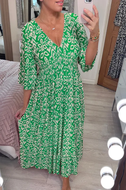 Levoire | Robe à col en V et à manches larges Vert