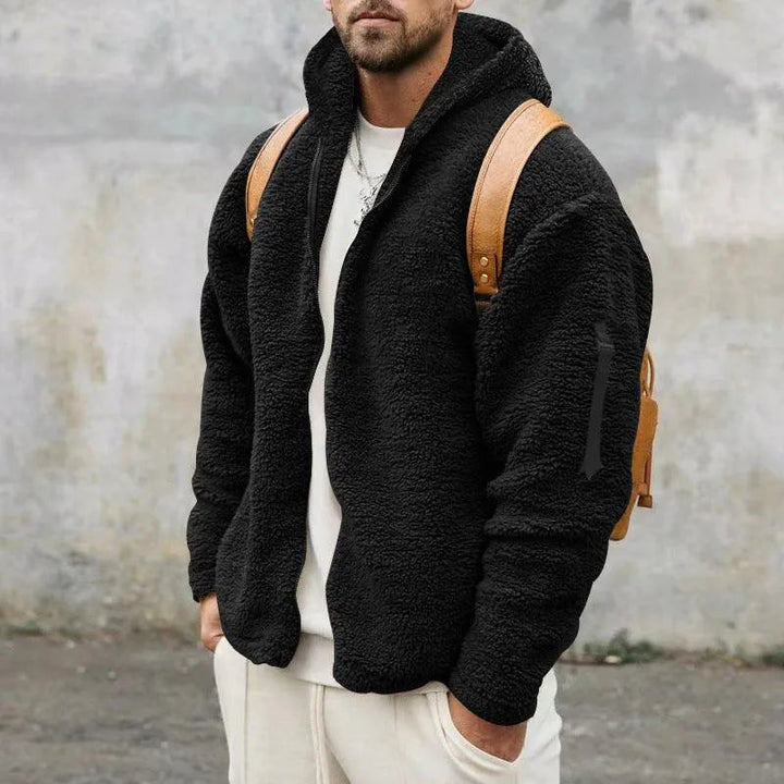 Levoire | Veste en fleece pour hommes avec capuche Noir