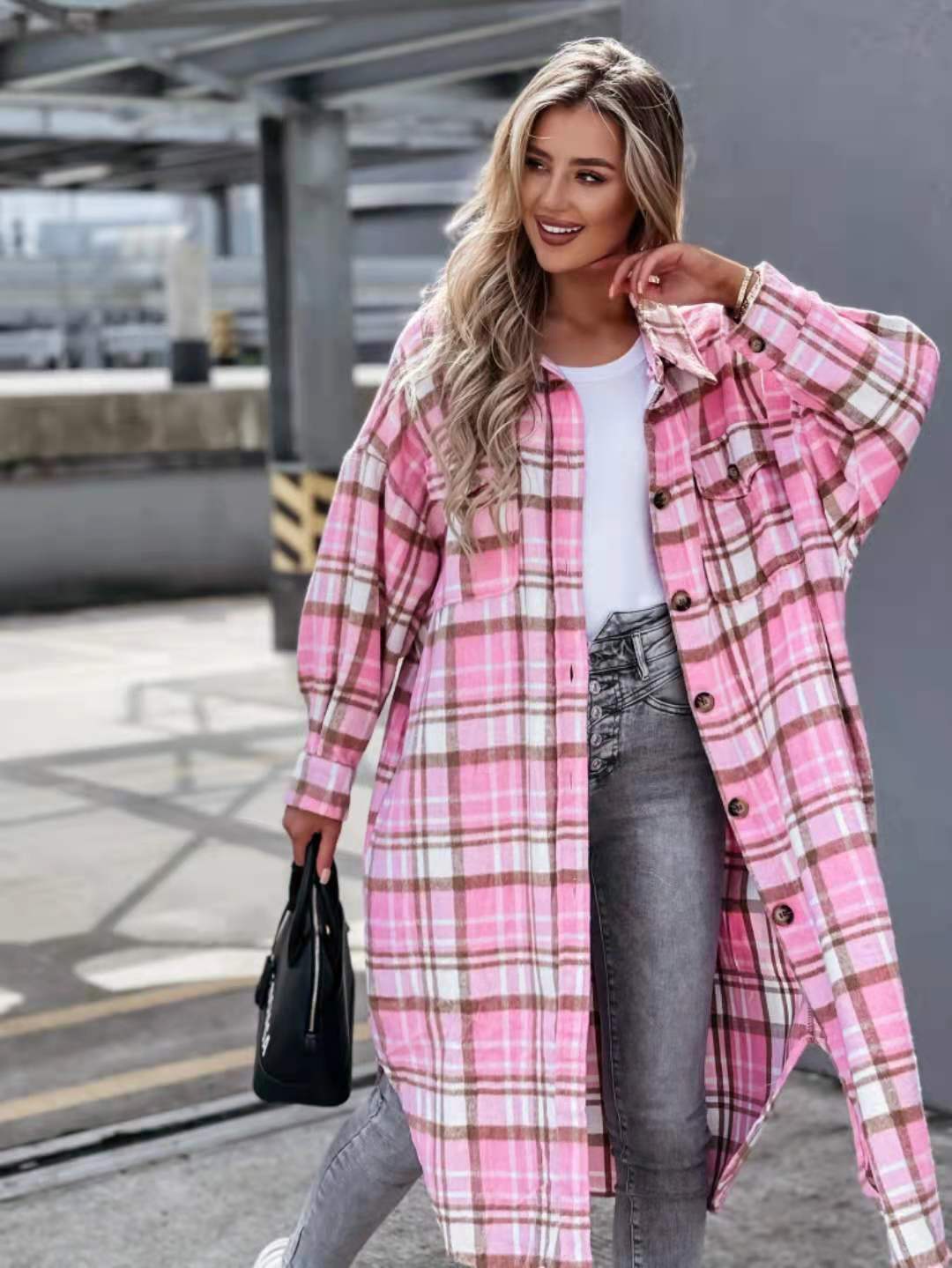 Levoire | Manteau Carreauté Plus Long Rosa
