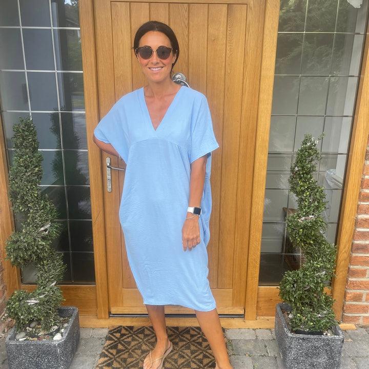 Levoire | Robe Midi Avec Décolleté En V Bleu clair ( ÉPUISÉ)