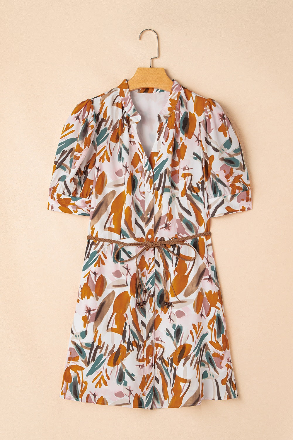 Levoire | Robe Mini À Manches Courtes Imprimée À Encolure En V