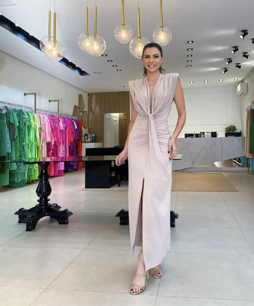 Levoire | Robe plissée pour les femmes avec du caractère à la taille Ivoire Blanc