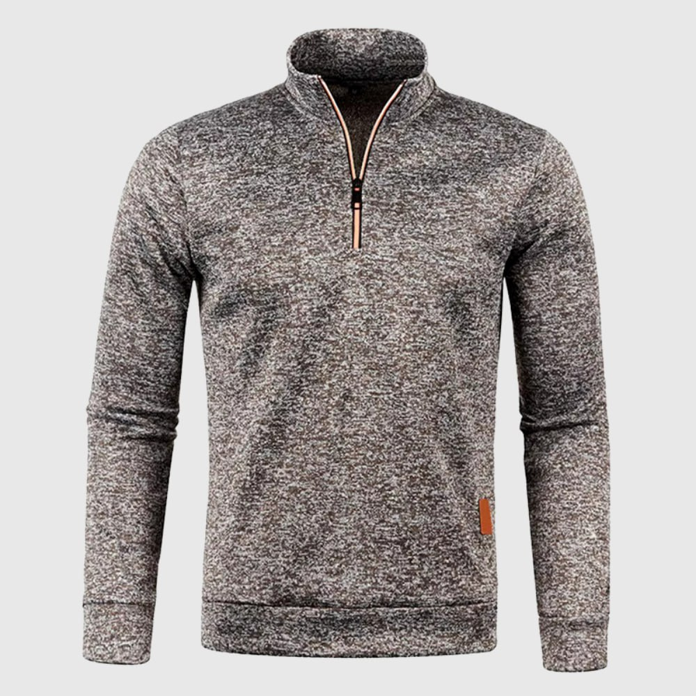 Levoire | Pullover En Laine Élégant Pour Homme Avec Fermeture Éclair Braun