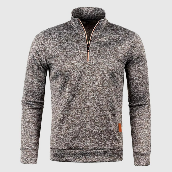 Levoire | Pullover En Laine Élégant Pour Homme Avec Fermeture Éclair Braun