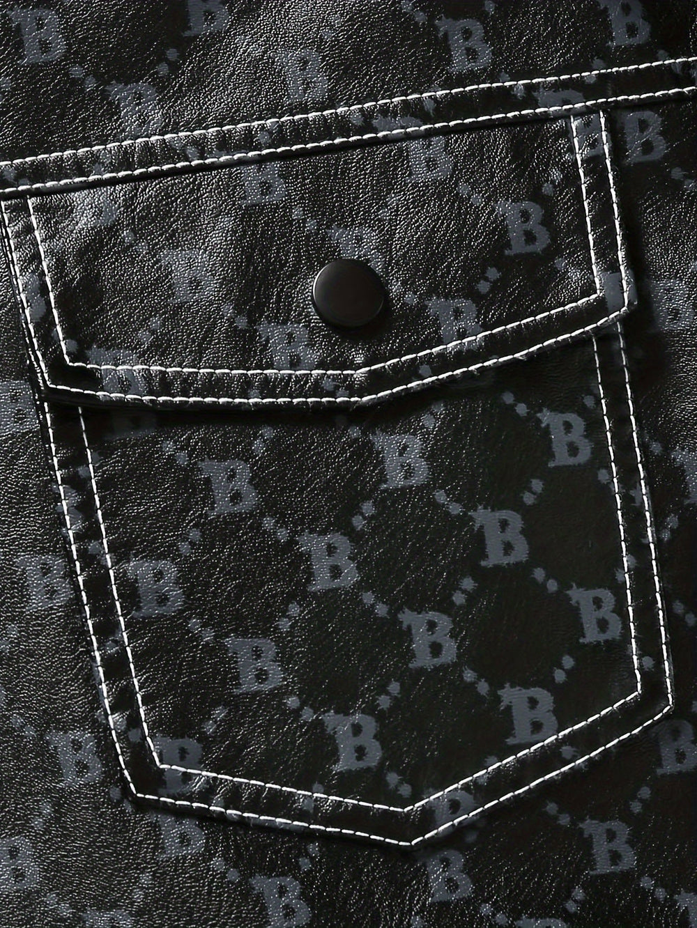 Levoire | Élégant Manteau En Cuir Pu Pour Hommes Avec Lettres