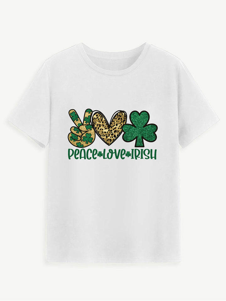 Levoire | PAIX AMOUR IRLANDAIS Col rond T-shirt à manches courtes Blanc