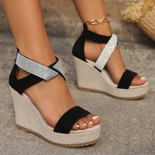 Levoire | Sandales Pour Femmes Avec Talon, Design En Peau De Poisson Et Strass