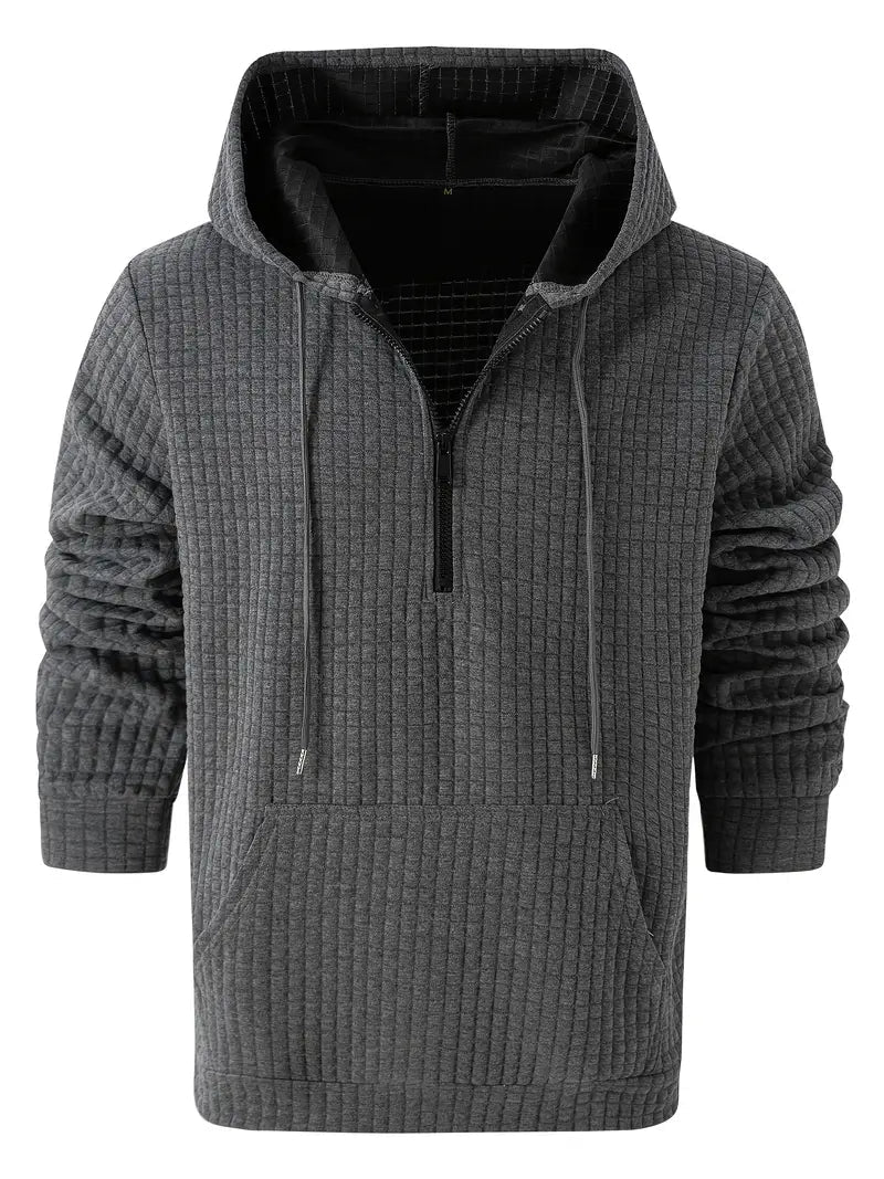 Levoire | Sweat à capuche zippé mi-long à manches longues avec poches gris foncé