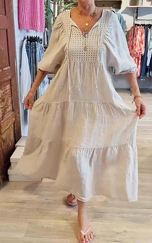 Levoire | Robe Décontractée Femme À Encolure En V De Couleur Unie