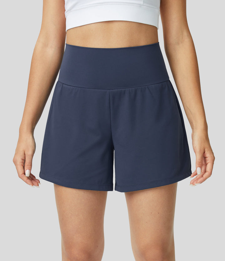 Levoire | Short De Yoga 2-En-1 Taille Haute Bleu Marine