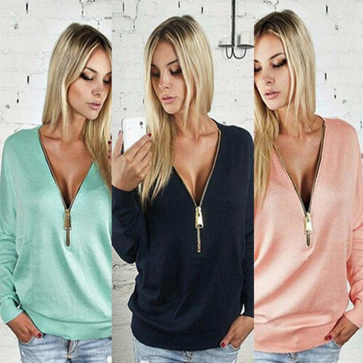 Pull surdimensionné pour femmes avec fermeture éclair moderne Levoire