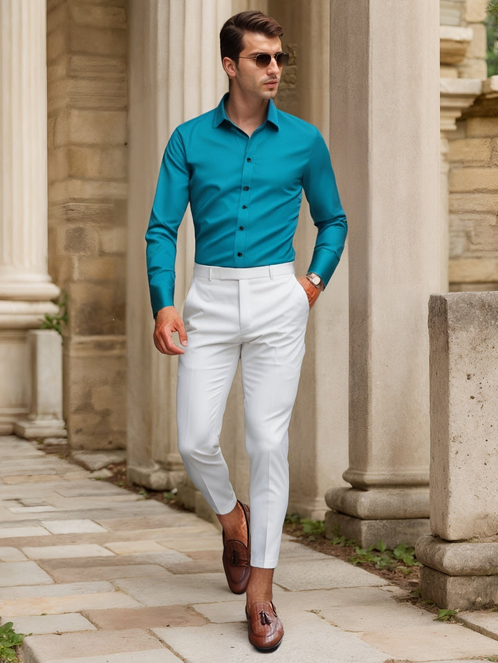 Levoire | Slimfit Stretch-Shirt Couleur Unie Papu bleu