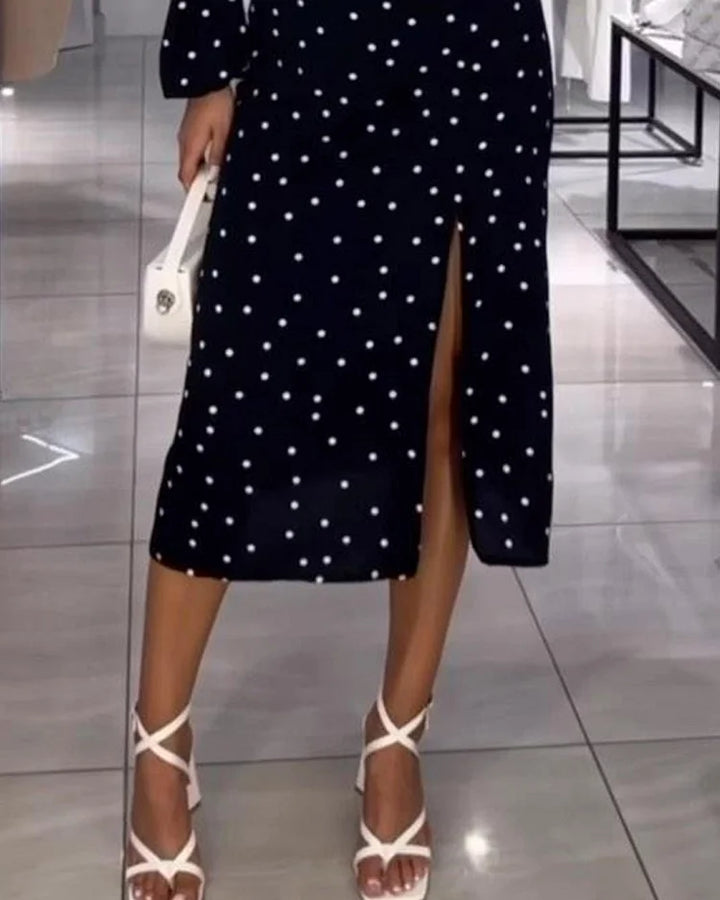 Levoire | Robe Élégante À Pois Avec Fente