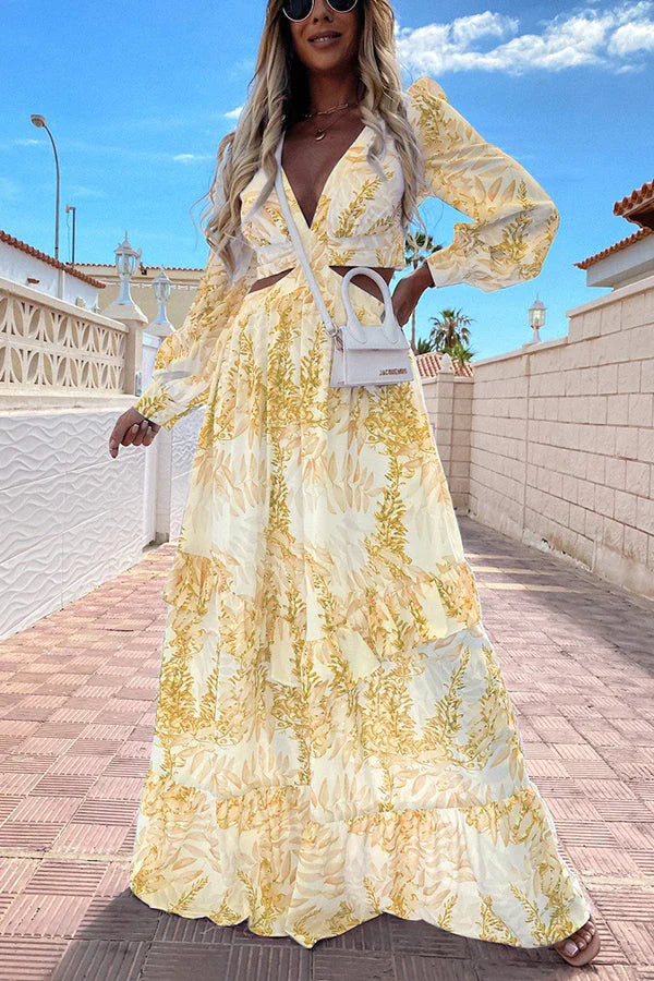 Levoire | Robe maxi avec décolleté Jaune