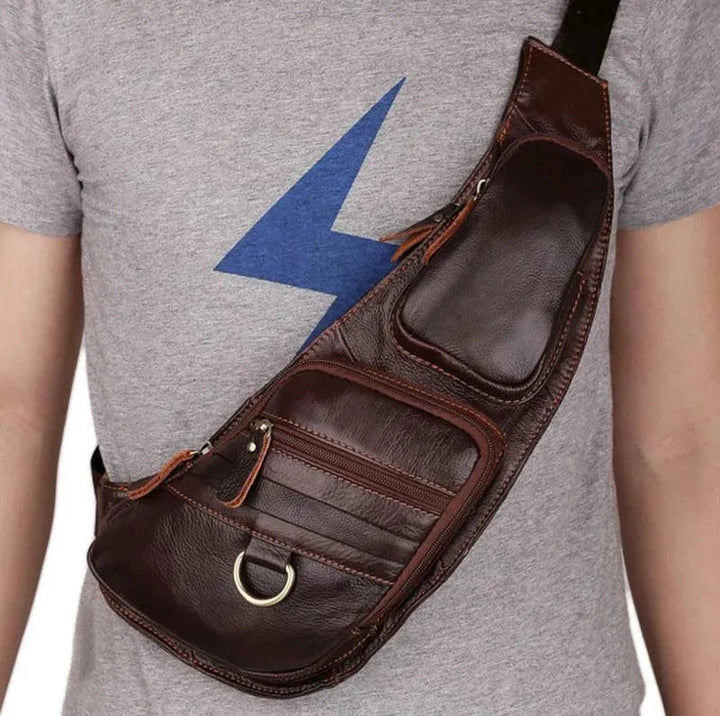 Levoire | Sac à bandouillère pour homme en cuir, première couche, sac décontracté en cuir de vache Typ 3 Marron