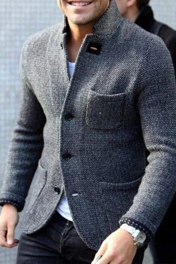 Levoire | Pull À Manches Longues Ajusté Avec Boutons Et Poches Gris