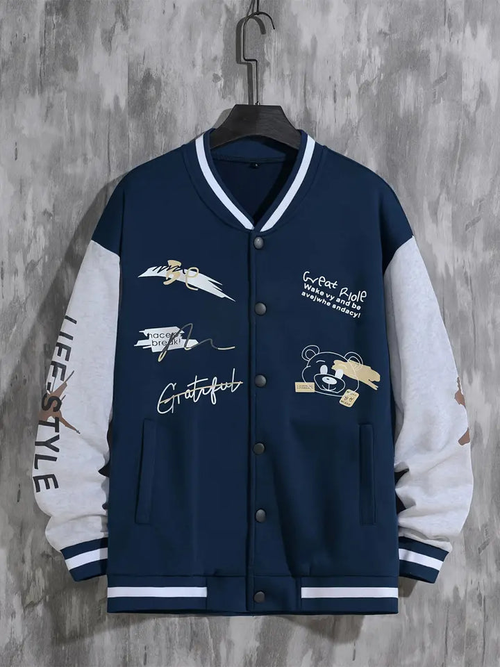 Levoire | Veste De Baseball Avec Capuche Pour Hommes Bleu marine