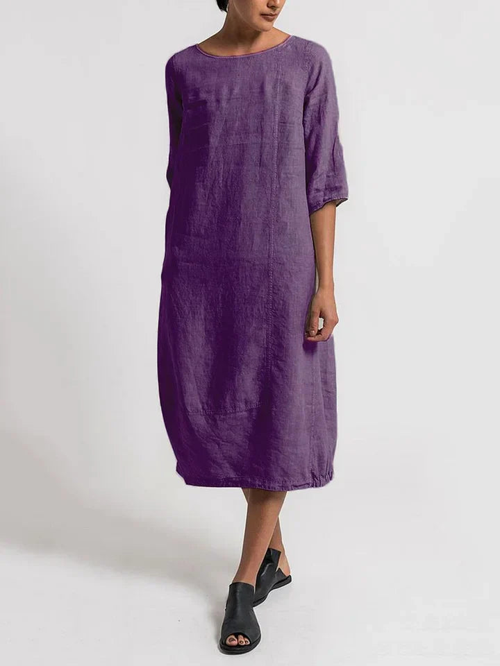 Levoire | Col rond Manches 3/4 Robe Violet