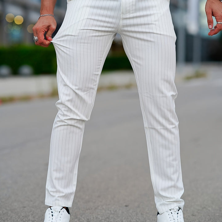 Levoire | Pantalon Slim Fit Rayé Blanc
