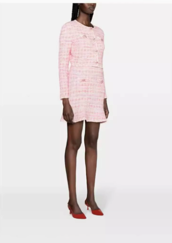 Levoire | Pull En Tricot À Motifcheck Rose & Jupe Ensemble Assorti