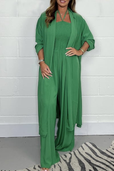 Levoire | Mode Ensemble 2 Pièces Femme Avec Sans Dos Et Pantalons Avec Jambe Vase Vert