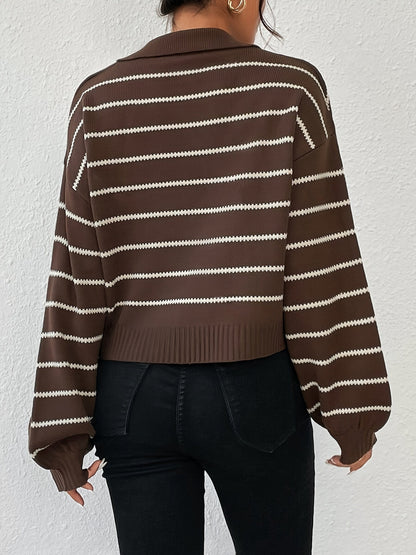 Levoire | Pull En Tricot Rayé Décontracté Avec Épaules Basses Et Manches Longues